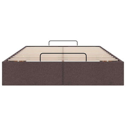 Cadre de lit ottoman sans matelas marron foncé 120x190 cm tissu