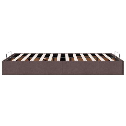 Cadre de lit ottoman sans matelas marron foncé 120x190 cm tissu