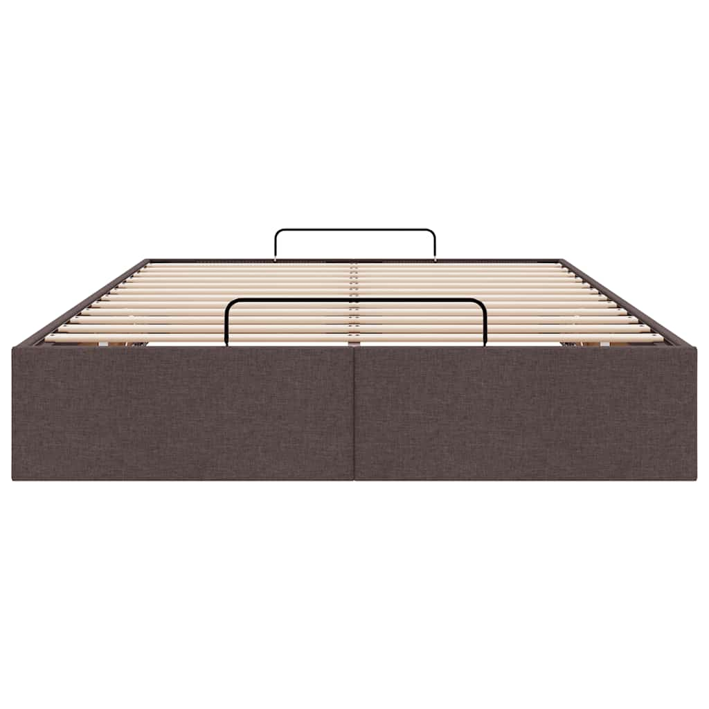 Cadre de lit ottoman sans matelas marron foncé 120x190 cm tissu