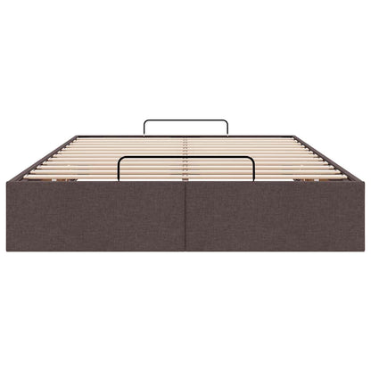 Cadre de lit ottoman sans matelas marron foncé 120x190 cm tissu