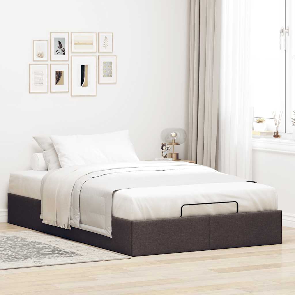 Cadre de lit ottoman sans matelas marron foncé 120x190 cm tissu