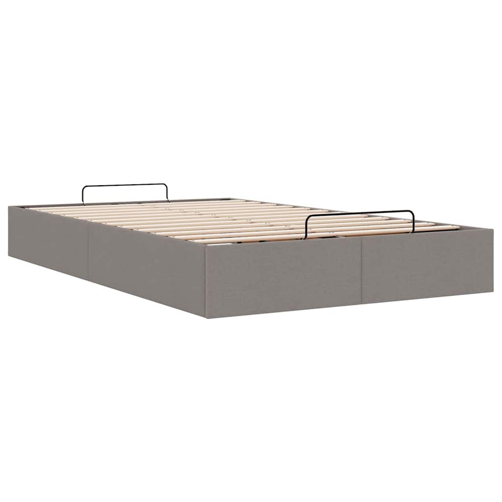 Cadre de lit ottoman sans matelas taupe 120x190 cm tissu