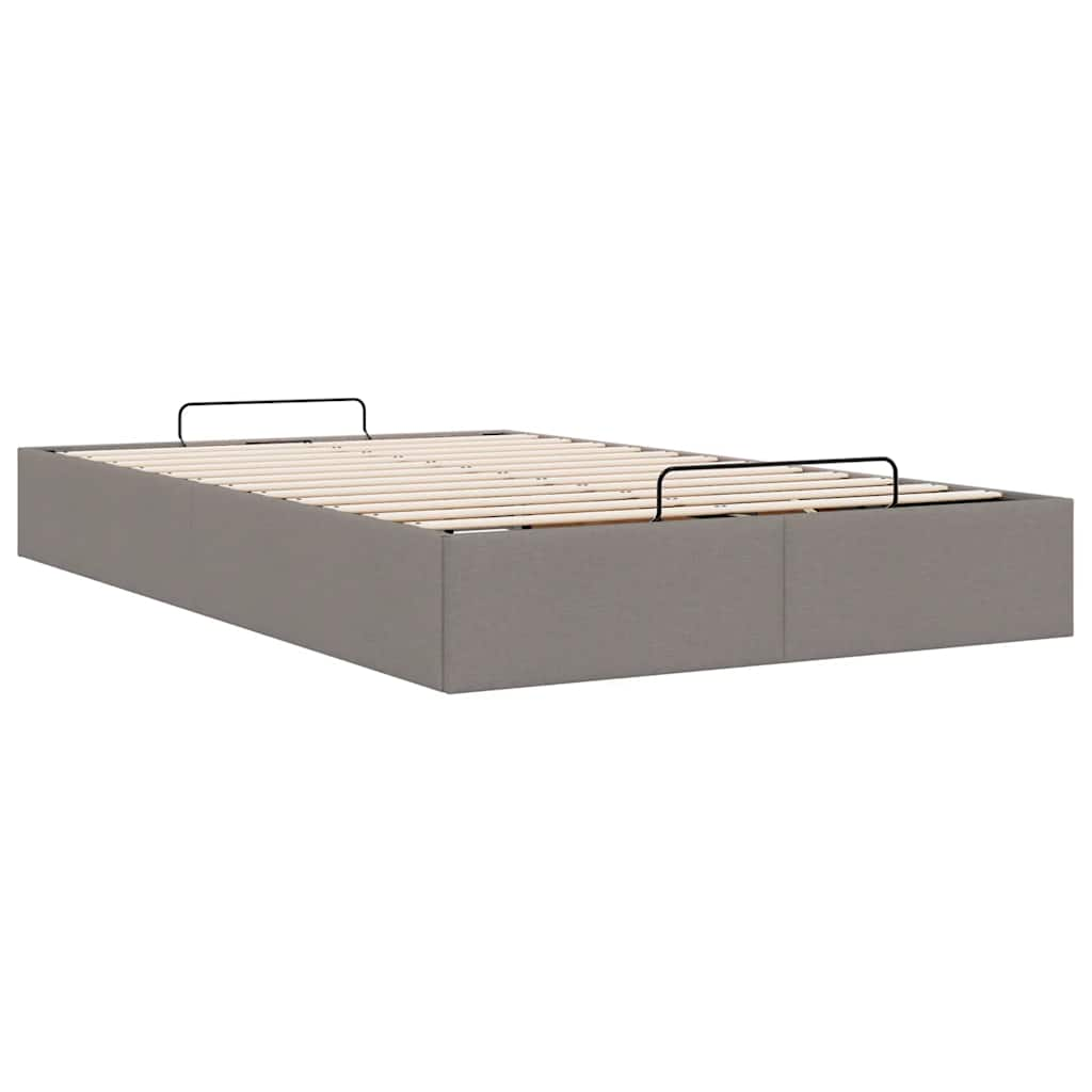 Cadre de lit ottoman sans matelas taupe 120x190 cm tissu