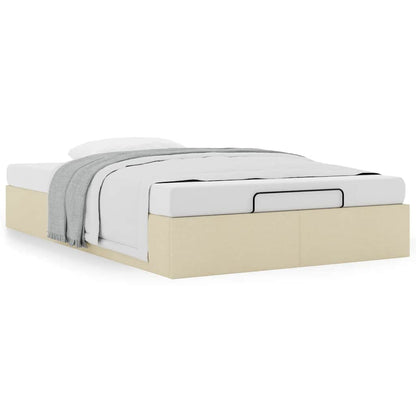 Cadre de lit ottoman sans matelas crème 120x190 cm tissu