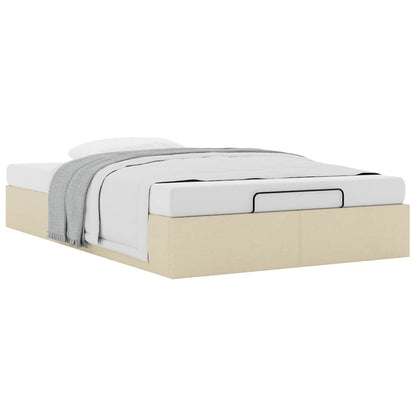 Cadre de lit ottoman sans matelas crème 120x190 cm tissu