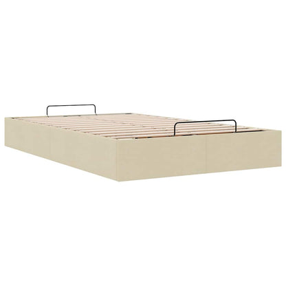 Cadre de lit ottoman sans matelas crème 120x190 cm tissu