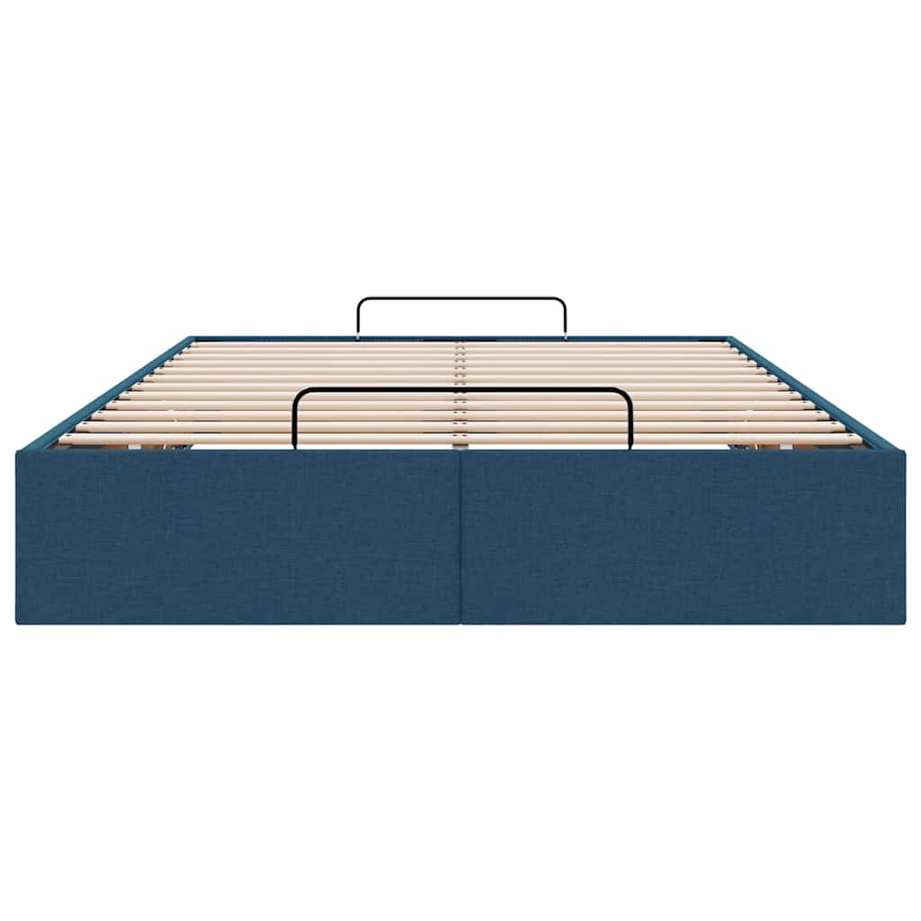 Cadre de lit ottoman sans matelas bleu 120x190 cm tissu