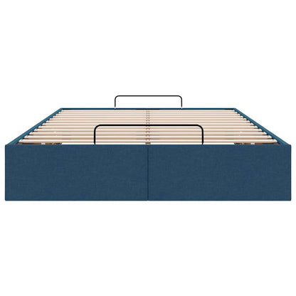 Cadre de lit ottoman sans matelas bleu 120x190 cm tissu