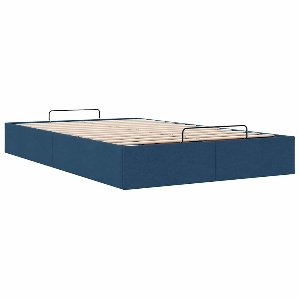 Cadre de lit ottoman sans matelas bleu 120x190 cm tissu