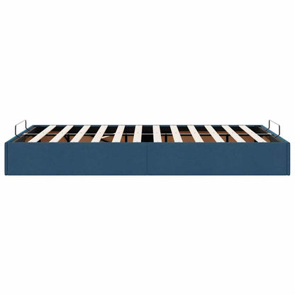 Cadre de lit ottoman sans matelas bleu 120x190 cm tissu