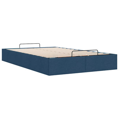 Cadre de lit ottoman sans matelas bleu 120x190 cm tissu