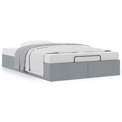 Cadre de lit ottoman sans matelas gris clair 120x200 cm tissu