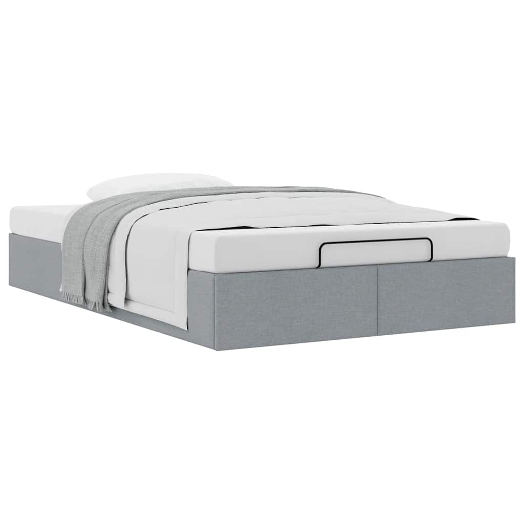 Cadre de lit ottoman sans matelas gris clair 120x200 cm tissu