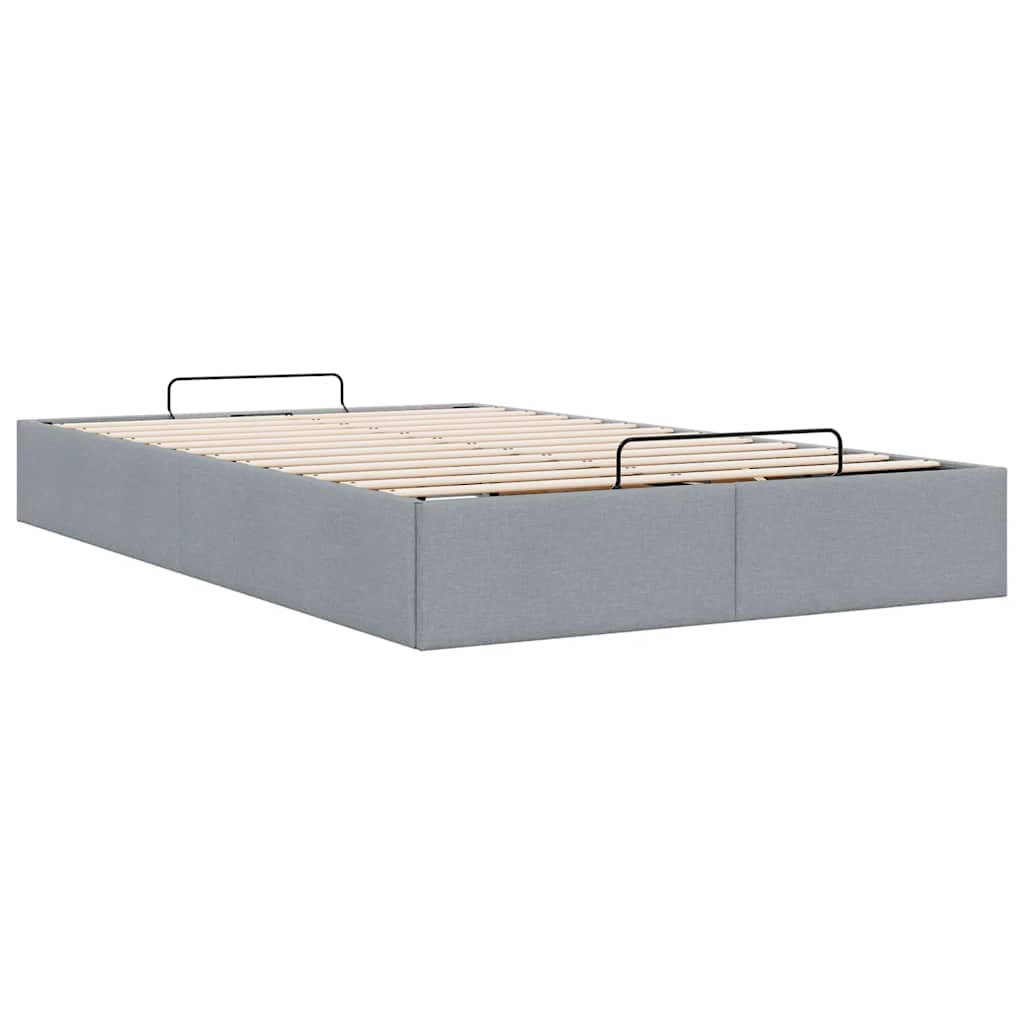 Cadre de lit ottoman sans matelas gris clair 120x200 cm tissu