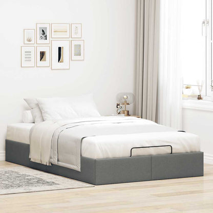 Cadre de lit ottoman sans matelas gris foncé 120x200 cm tissu