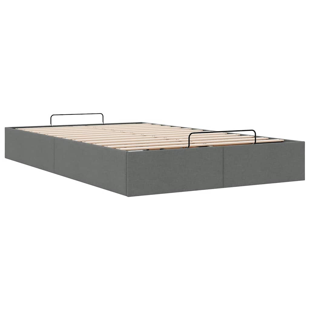 Cadre de lit ottoman sans matelas gris foncé 120x200 cm tissu