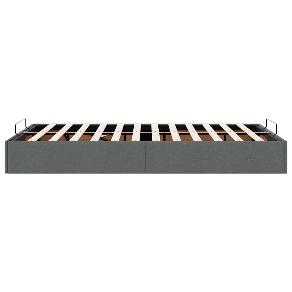 Cadre de lit ottoman sans matelas gris foncé 120x200 cm tissu