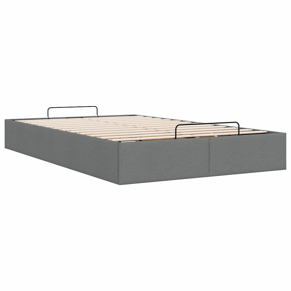 Cadre de lit ottoman sans matelas gris foncé 120x200 cm tissu