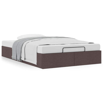 Cadre de lit ottoman sans matelas marron foncé 120x200 cm tissu