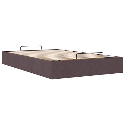 Cadre de lit ottoman sans matelas marron foncé 120x200 cm tissu