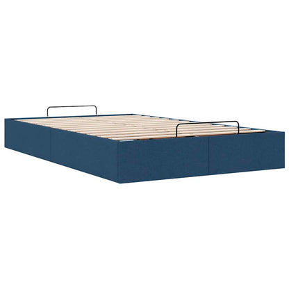 Cadre de lit ottoman sans matelas bleu 120x200 cm tissu