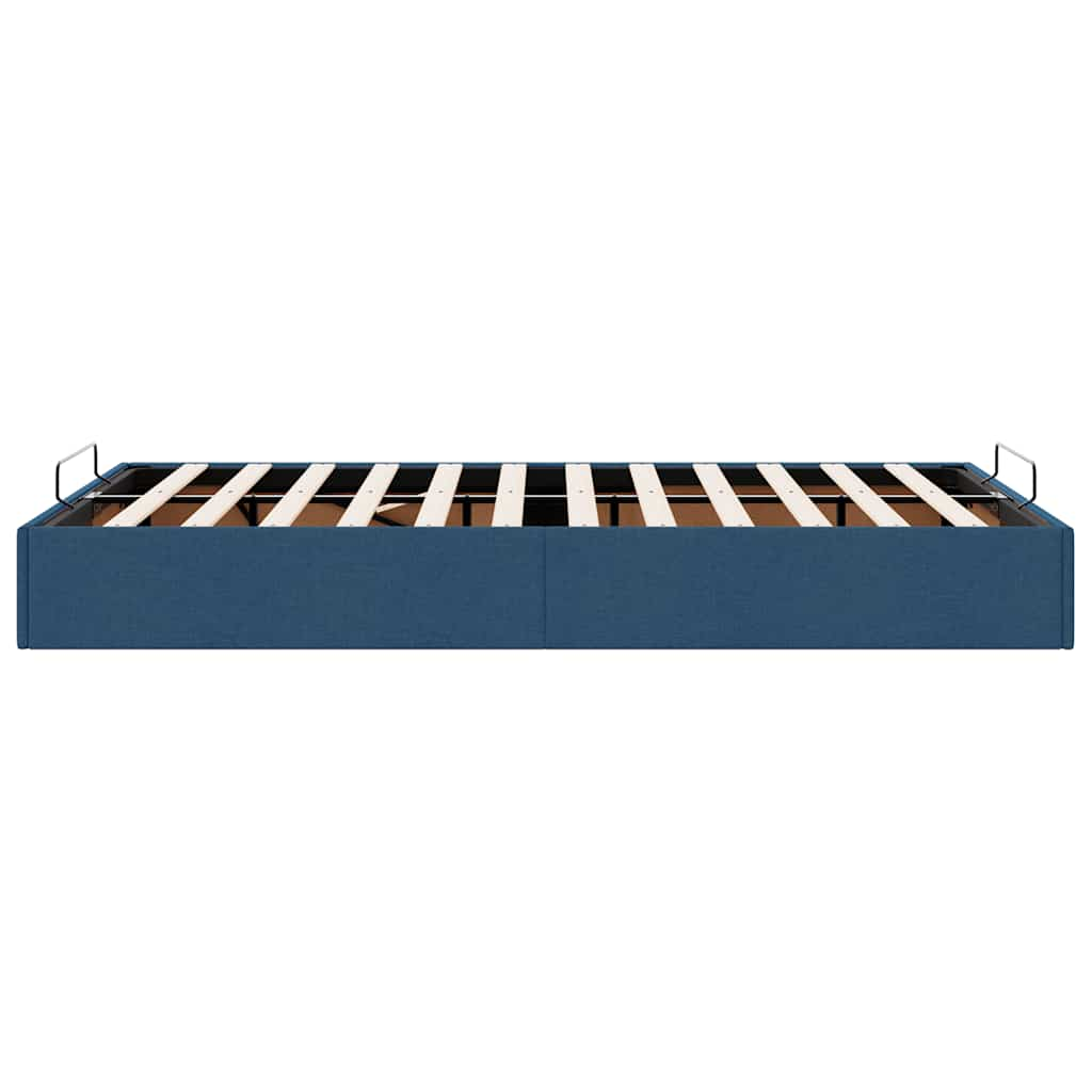 Cadre de lit ottoman sans matelas bleu 120x200 cm tissu