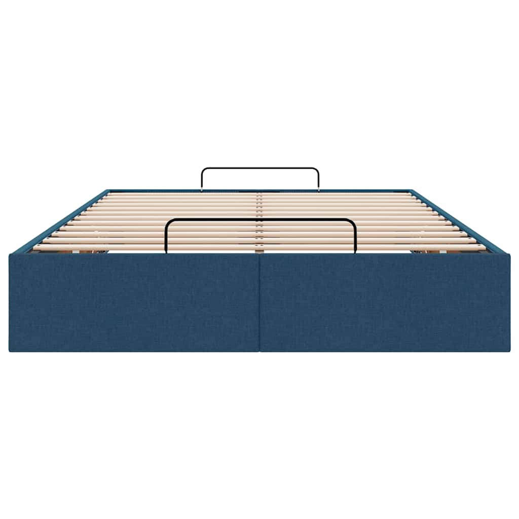 Cadre de lit ottoman sans matelas bleu 120x200 cm tissu