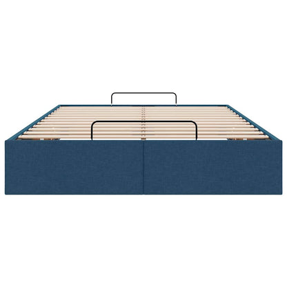 Cadre de lit ottoman sans matelas bleu 120x200 cm tissu