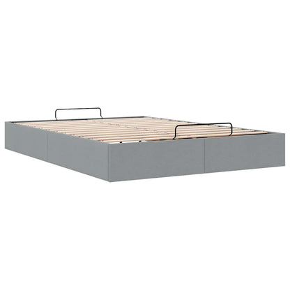 Cadre de lit ottoman sans matelas gris clair 140x190 cm tissu