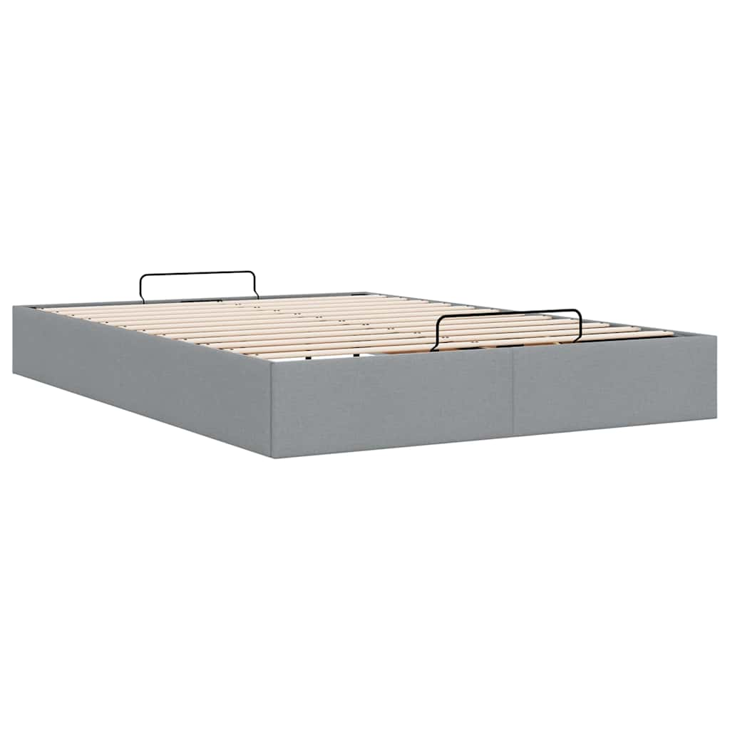 Cadre de lit ottoman sans matelas gris clair 140x190 cm tissu