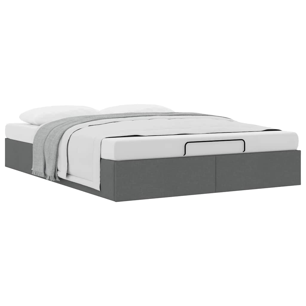 Cadre de lit ottoman sans matelas gris foncé 140x190 cm tissu