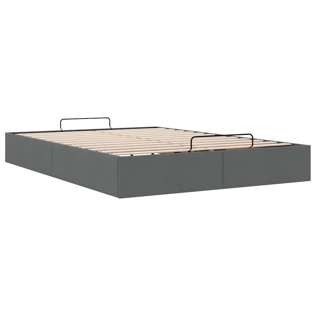 Cadre de lit ottoman sans matelas gris foncé 140x190 cm tissu