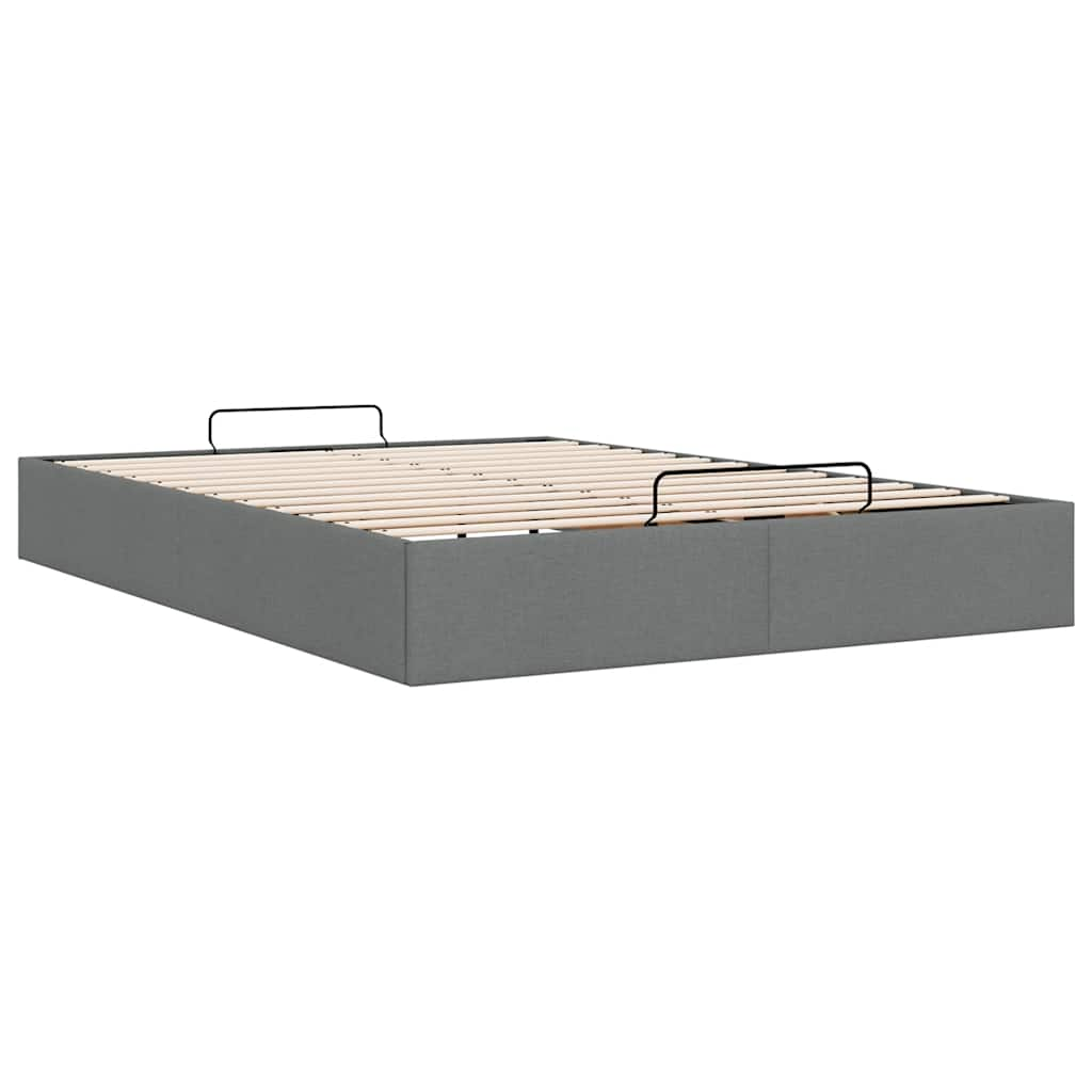 Cadre de lit ottoman sans matelas gris foncé 140x190 cm tissu