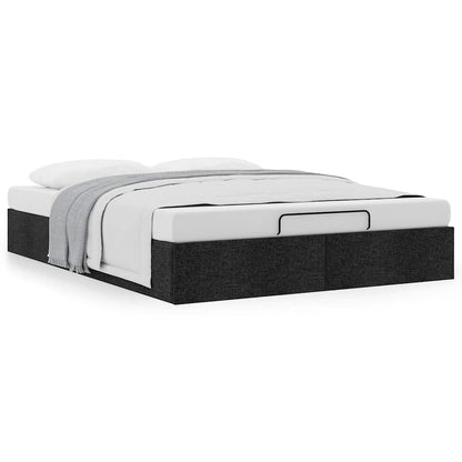 Cadre de lit ottoman sans matelas noir 140x190 cm tissu