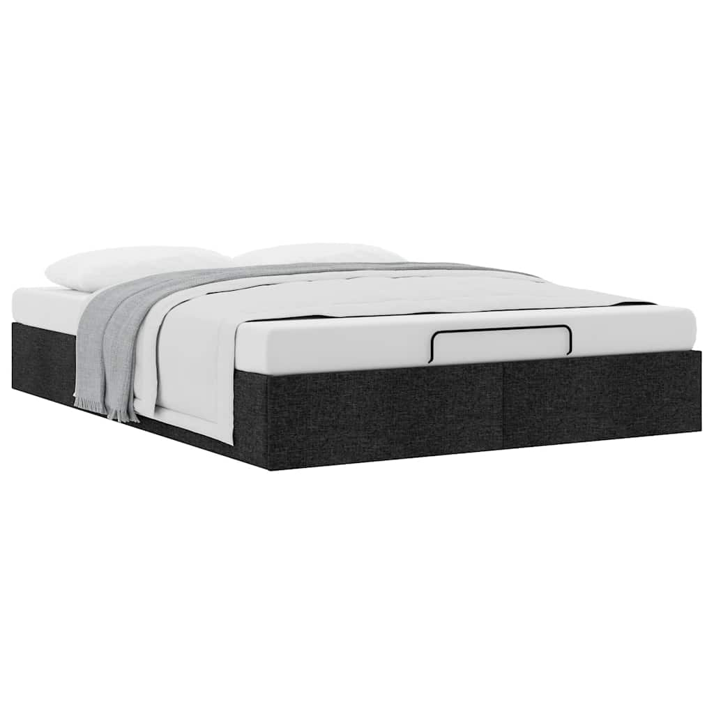 Cadre de lit ottoman sans matelas noir 140x190 cm tissu