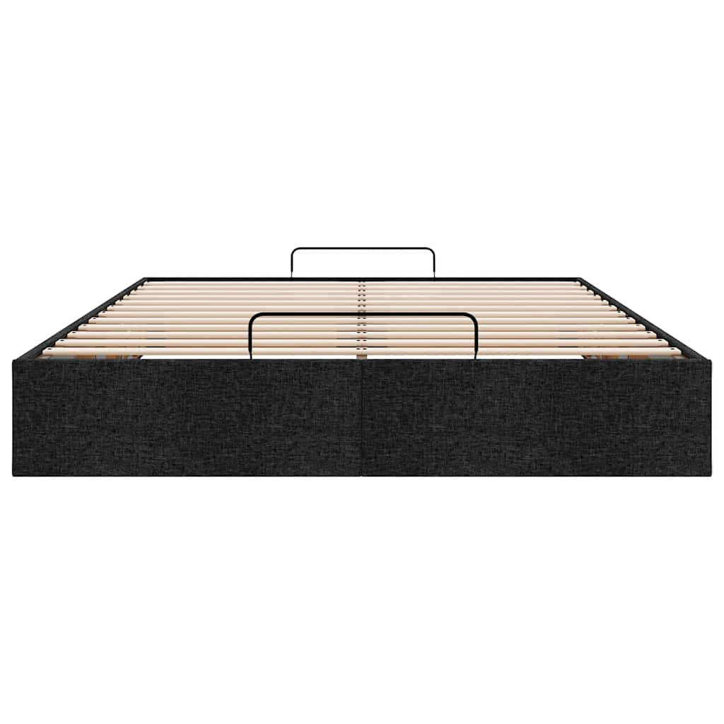 Cadre de lit ottoman sans matelas noir 140x190 cm tissu