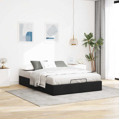 Cadre de lit ottoman sans matelas noir 140x190 cm tissu