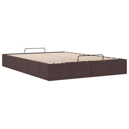 Cadre de lit ottoman sans matelas marron foncé 140x190 cm tissu