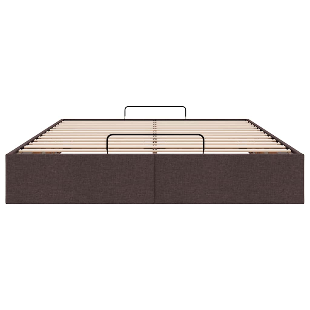 Cadre de lit ottoman sans matelas marron foncé 140x190 cm tissu