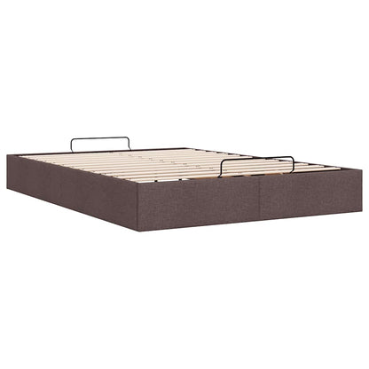 Cadre de lit ottoman sans matelas marron foncé 140x190 cm tissu