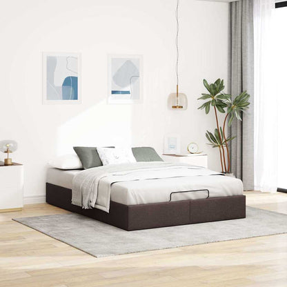 Cadre de lit ottoman sans matelas marron foncé 140x190 cm tissu