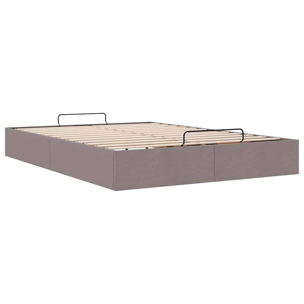 Cadre de lit ottoman sans matelas taupe 140x190 cm tissu