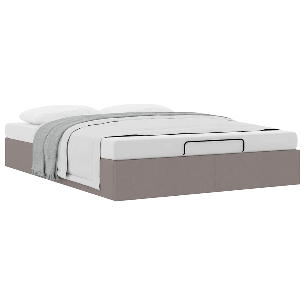 Cadre de lit ottoman sans matelas taupe 140x190 cm tissu