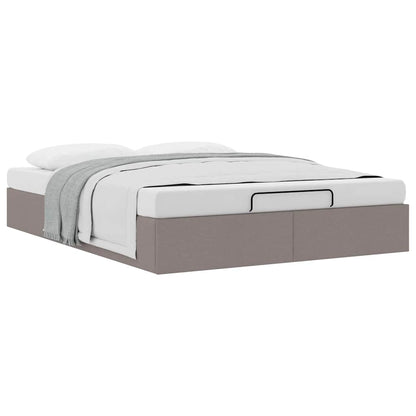 Cadre de lit ottoman sans matelas taupe 140x190 cm tissu