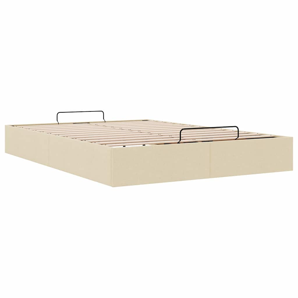 Cadre de lit ottoman sans matelas crème 140x190 cm tissu