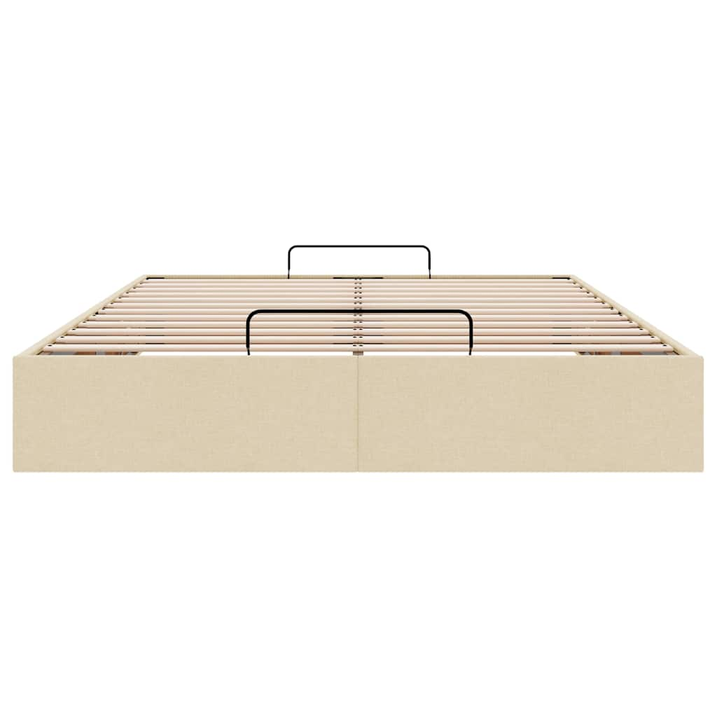 Cadre de lit ottoman sans matelas crème 140x190 cm tissu