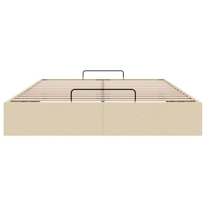 Cadre de lit ottoman sans matelas crème 140x190 cm tissu