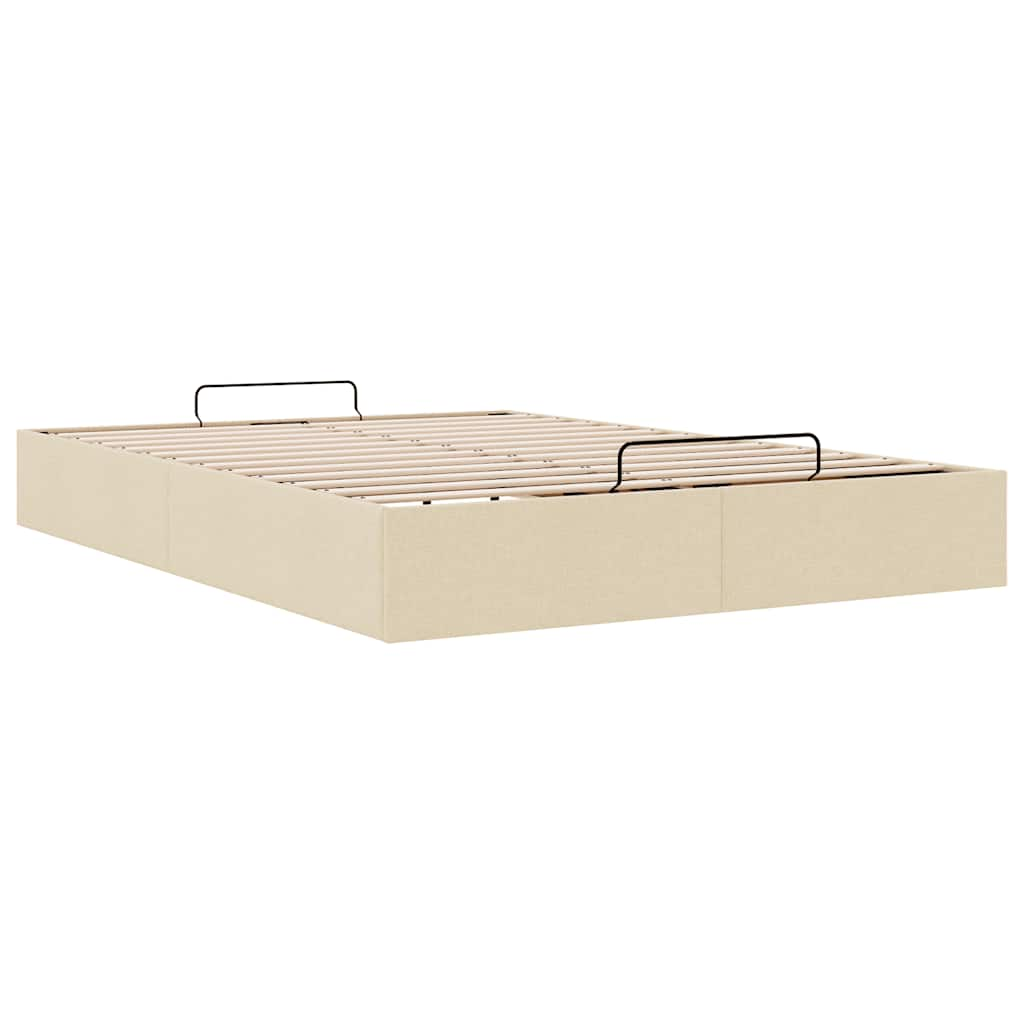 Cadre de lit ottoman sans matelas crème 140x190 cm tissu