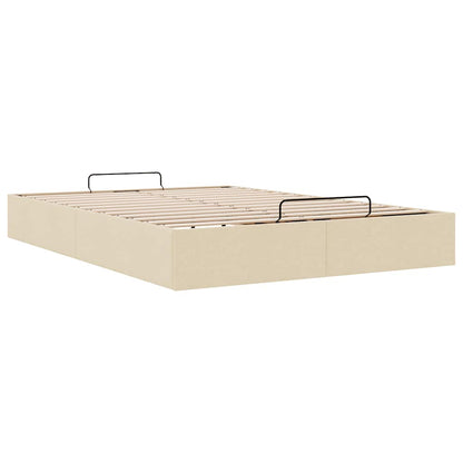 Cadre de lit ottoman sans matelas crème 140x190 cm tissu