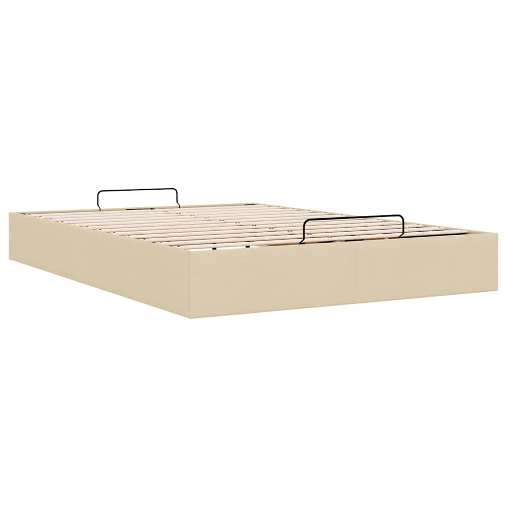 Cadre de lit ottoman sans matelas crème 140x190 cm tissu